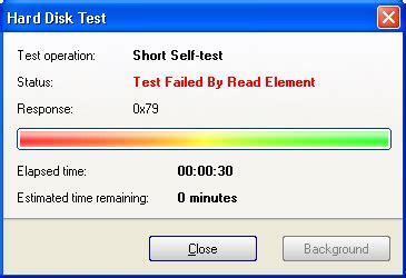 Test Status 7(Completed with the read element of the test failed)